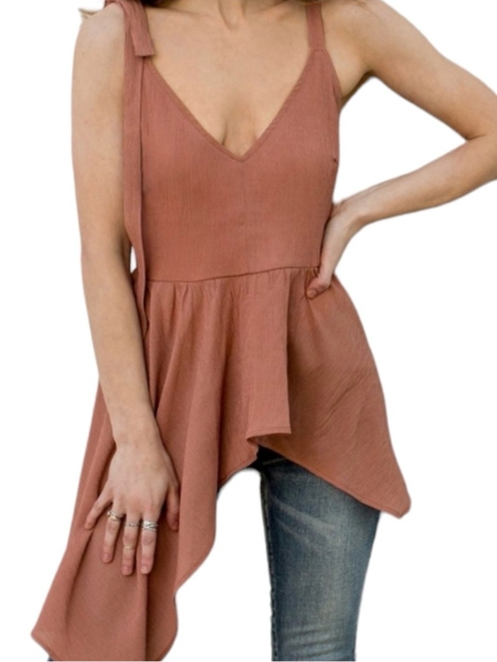 Bnwt! Joyfolie Michelle Assymetrical Textured Deep Teal Sleeveless Tank Top Sz L